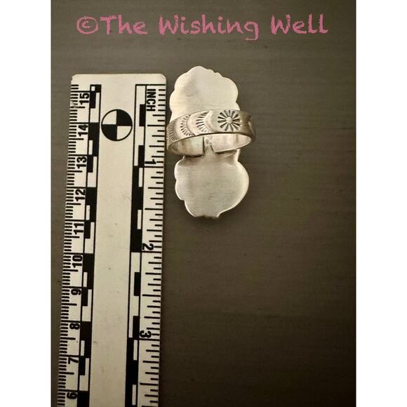 WOW! Large Angel Dahlia Two Stone Sterling Silver Ring Size Adjustable 6-10 - Picture 4 of 4